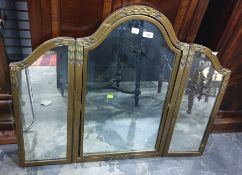 Three-part folding dressing table mirror finished in gold