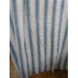 1920'S blue and white striped canvas 'gazebo' or swing seat cover. with rings, 223 cms x 233 cms