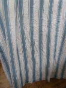 1920'S blue and white striped canvas 'gazebo' or swing seat cover. with rings, 223 cms x 233 cms