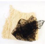 A cream cobweb shawl and a small black lace collar (2)