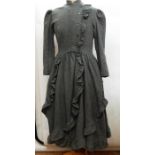 Woollen coat dress in tweed with frill detail and front buttons, labelled 'Vogue Designer Original'