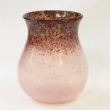 Monart pink and gold flecked broad baluster-shaped vase, 20cm high