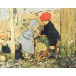 Continental school Colour print  Children picking flowers and another nursery print  (2)