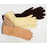 Quantity of various vintage gloves including leather, suede, kid, etc, a 1930's scarf, an Art Deco