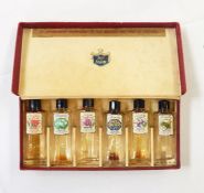 Moehr six bottles of floral perfumes to include Mimosa and Muguet in original boxes inscribed "By