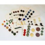 Quantity of mid 20th century bakelite buckles and an assortment of vintage buttons (some on card) in