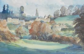 Michael B Edwards Watercolour View of Minchinhampton, signed lower left, 32cm x 48.5cm  Condition