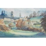 Michael B Edwards Watercolour View of Minchinhampton, signed lower left, 32cm x 48.5cm  Condition