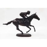 Belinda Sillars (20th century) bronze figure of jockey and horse, limited edition 9/12 and signed to