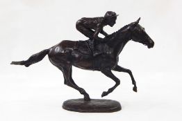 Belinda Sillars (20th century) bronze figure of jockey and horse, limited edition 9/12 and signed to