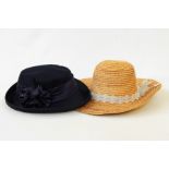Large quantity of vintage hats including straw hats, a Viv Knowland hat, Webflex, Kangol, etc (2