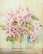 Dorothy Bradshaw Watercolour Still life flowers in clear vase, 65cm x 53cm  Hauddnick