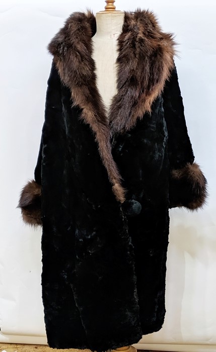 Vintage moleskin (possibly otter trimmed with musquash), three other vintage fur coats, two