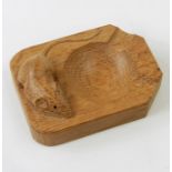 20th century Robert Thompson of Kilburn Mouseman oak ashtray with carved mouse