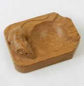 20th century Robert Thompson of Kilburn Mouseman oak ashtray with carved mouse