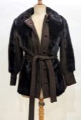 Mink and brown knitted jacket labelled 'Harley Parish Quart Furriers', approx size 12 and a black