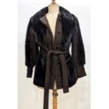 Mink and brown knitted jacket labelled 'Harley Parish Quart Furriers', approx size 12 and a black