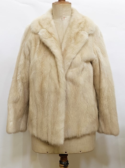 Cream-coloured short mink jacket