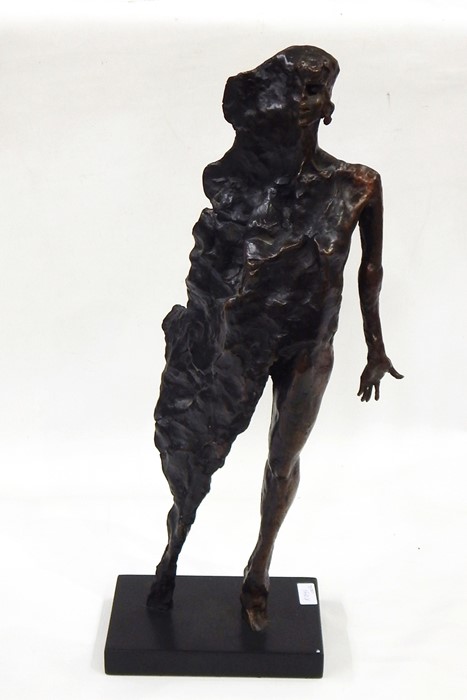 Maurice Blik (b.1939) bronze "Woman Emerging", raised upon slate base, 57cm