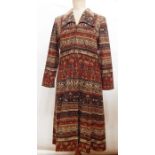 1970's maxi shirt dress labelled 'Selfridges', a vintage red polyester viscose trouser suit with