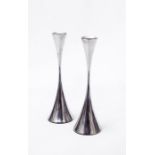 Pair of Robert Welch stainless steel candlesticks, 24cm (2)