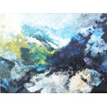 Ove (mid 20th century)  Oil on canvas  "Mountain Mist", abstract study, signed and titled verso,