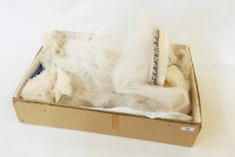 Satin, diamante and crystal headpiece with attached wedding veil, in original box