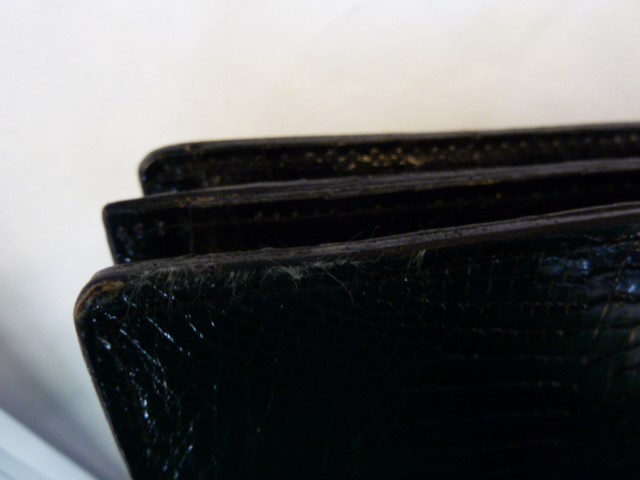 Vintage 1960's black crocodile handbag, labelled Selfridges International Collection, brass coloured - Image 6 of 6