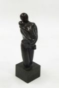 Marzia Colonna (b.1951) bronze figure of figure holding child, signed, 18.5cm