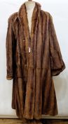 Full-length tan-coloured stranded mink coat with bell sleeves Condition ReportThe coat is Large - 16