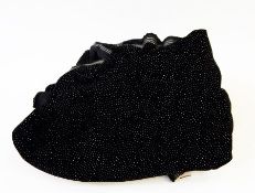 Vintage material in black velvet with tiny diamante (3 yards approx), assorted black velvet