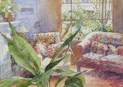 Annie Williams  Watercolour  "Interior at No.31", initialled lower left with company paperwork, 25cm