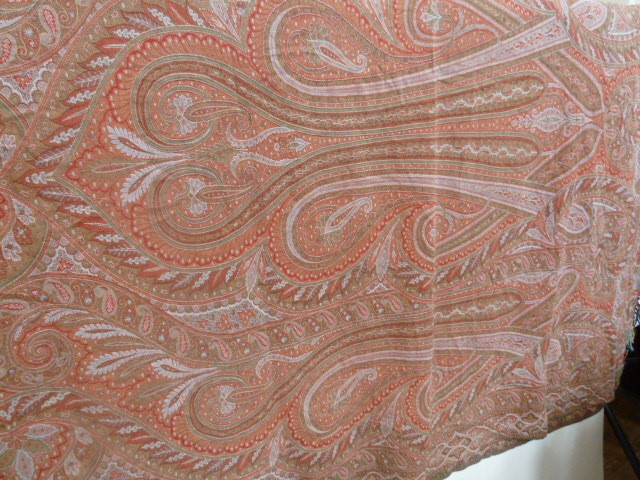 Vintage wool paisley shawl , 320 x 300 cms approx