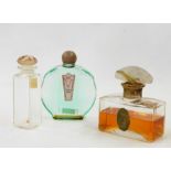 1920s/30s L'Aimant by Coty bottle with a tinted satin glass moulded stopper square section bottle