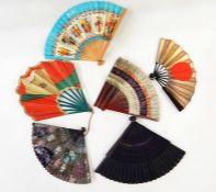 Various ostrich feathers,  and paper souvenir fans (1 bag) Condition Reportthere are six fans and