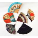Various ostrich feathers,  and paper souvenir fans (1 bag) Condition Reportthere are six fans and