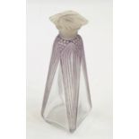 1920s/1930s Lalique style glass tinted satin clear glass perfume bottle with square moulded stopper,