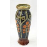 Large continental pottery Art Nouveau vase, shouldered slightly tapering incised with styled rose