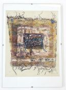 Jane Cross Transfer print and mixed media  "Piccadilly", signed and dated 1986 lower right and