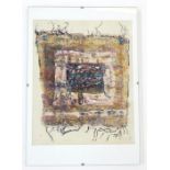 Jane Cross Transfer print and mixed media  "Piccadilly", signed and dated 1986 lower right and