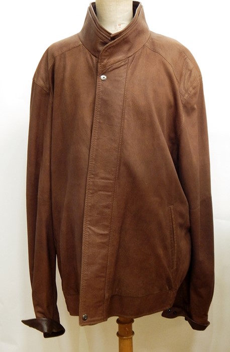 Gentleman's Nappa leather brown three-quarter length jacket and another in dark brown, a black
