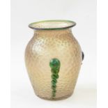 Early 20th century iridescent glass vase shouldered, the iridescent pink gold scale ground with