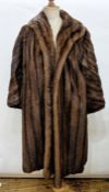 Full-length brown stranded mink coat (no label) Condition Reportdetailed images