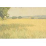 Stephen Brown Oil on panel "Fields Nr Chardstock", initialled lower left and titled verso, 11cm x