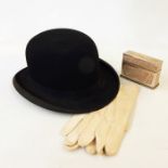 Gentleman's bowler hat labelled 'C Morgan, Tailor and Hatter, Gloucester' from Tress & Co London,