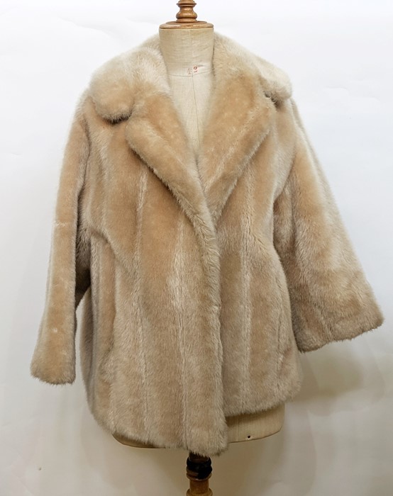 Cream faux-fur short jacket labelled Tissavel
