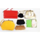 Various vintage handbags, scarves and handkerchiefs (1 box)