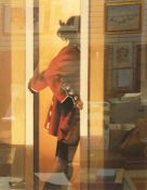 Jack Vettriano Limited edition colour print "On Parade", girl in doorway wearing regimental jacket