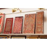 Set of four framed panels of Sindhi & Baluch Embroidery, some with mirror inserts, various sizes (4)