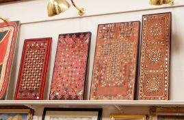 Set of four framed panels of Sindhi & Baluch Embroidery, some with mirror inserts, various sizes (4)